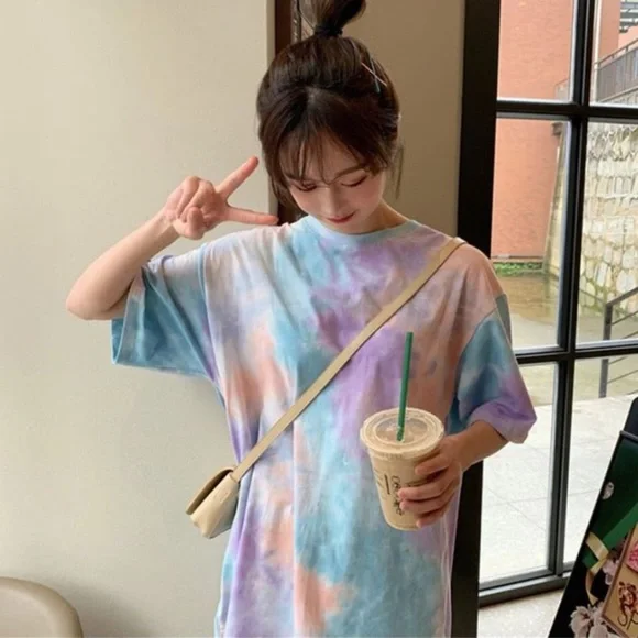 LAST ONE‼️ Tie Dye loose fit Short Sleeve Top - Picture 3 of 5